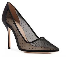 Shop MANOLO BLAHNIK 網狀尖頭高筒鞋 女款 黑色