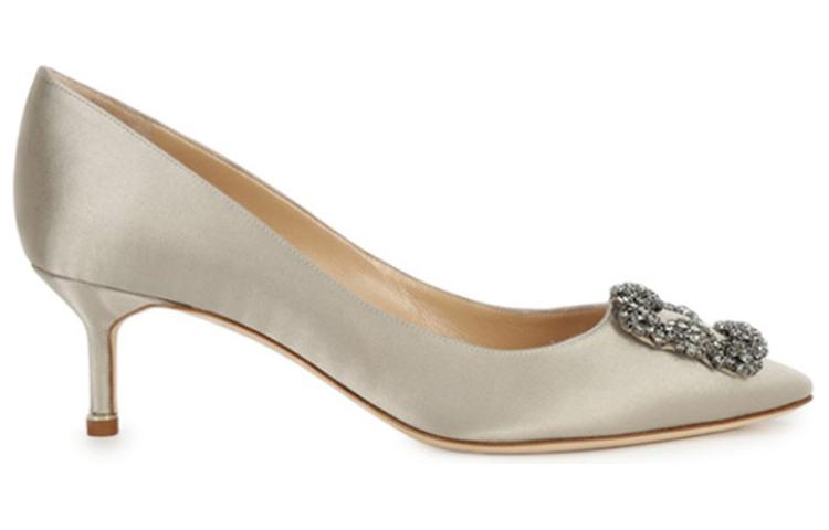(W) Manolo Blahnik Mid-Heel 'Grey Velvet Crystal Buckle' 圖 2