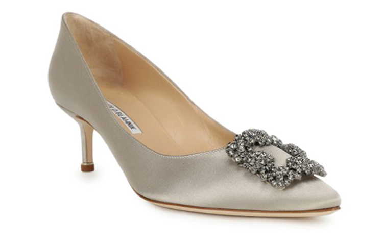 (W) Manolo Blahnik Mid-Heel 'Grey Velvet Crystal Buckle' 圖 3