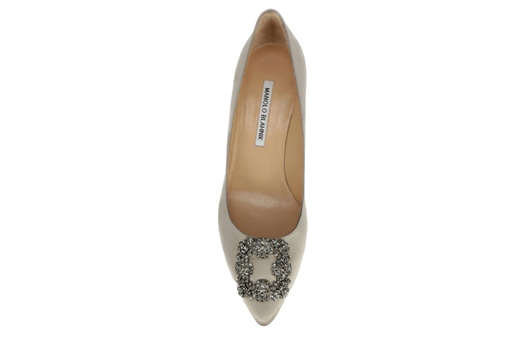 (W) Manolo Blahnik Mid-Heel 'Grey Velvet Crystal Buckle' 圖 5