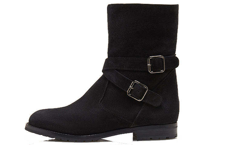 (Women) Manolo Blahnik Mid-Top Flat Boots 'Simple Black Velvet' 318-0522-0002