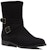 (W) But Manolo Blahnik Mid-Top Flat "Beludru Hitam Mudah" Boot wanita. 318-0522-0002