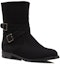 Order (W) But Manolo Blahnik Mid-Top Flat "Beludru Hitam Mudah" Boot wanita. 318-0522-0002