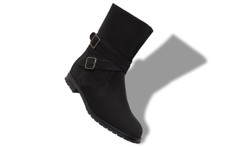 Lookbook (W) Manolo Blahnik Mid-Top Boots 'Simple Black Velvet' - Sepatu Datar Beludru Hitam 318-0522-0002
