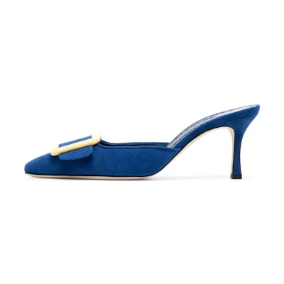 (W) Manolo Blahnik Mule 'Blue Calfskin'