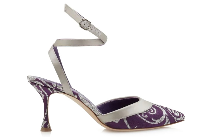 (W) Manolo Blahnik Mule High Heels 'Purple Silk Brocade' 圖 2
