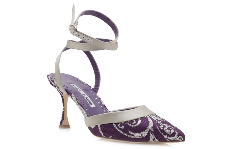 (W) Manolo Blahnik Mule High Heels 'Purple Silk Brocade' 圖 3