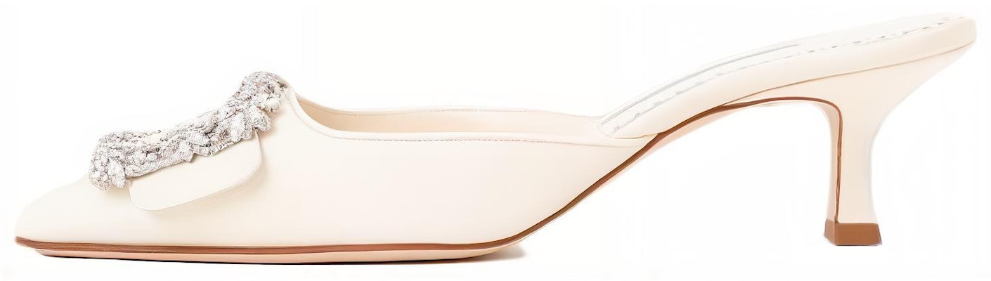 (Women) Manolo Blahnik Mule High Heels 'White Leather' 118-0115-1309 Buy (Women) Manolo Blahnik Mule High Heels 'White Leather' 118-0115-1309