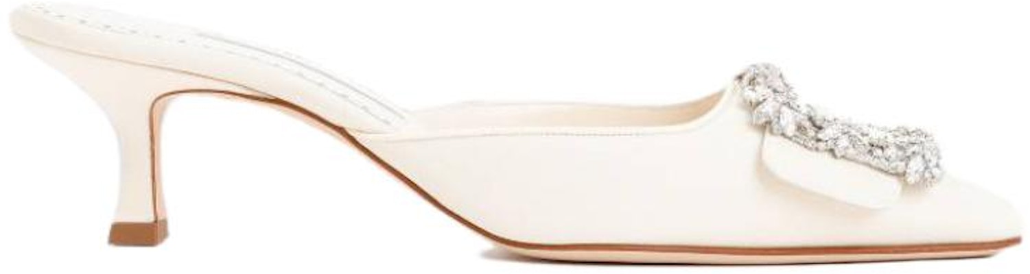 (Women) Manolo Blahnik Mule High Heels 'White Leather' 118-0115-1309 Order (Women) Manolo Blahnik Mule High Heels 'White Leather' 118-0115-1309