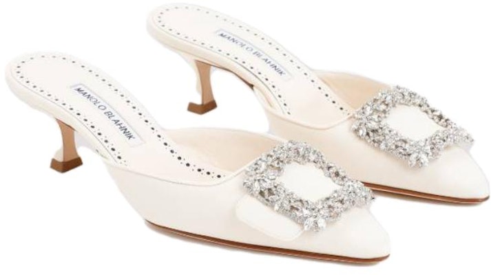 (Women) Manolo Blahnik Mule High Heels 'White Leather' 118-0115-1309 Lookbook (Women) Manolo Blahnik Mule High Heels 'White Leather' 118-0115-1309