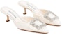 (W) Manolo Blahnik Mule Tumit Tinggi 'Kulit Putih' 118-0115-1309