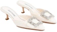 Lookbook (W) Manolo Blahnik Mule Tumit Tinggi 'Kulit Putih' 118-0115-1309