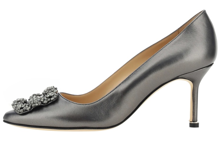 (Women) Manolo Blahnik Mule Stiletto 'Silver Grey' 223-1497-0408