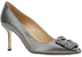 Lookbook (Women) Manolo Blahnik Mule Stiletto 'Silver Grey' 223-1497-0408