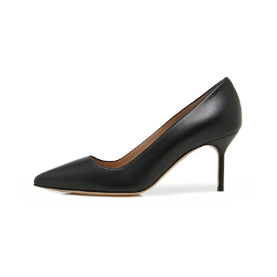 (W) Manolo Blahnik Napa Leather High Heels 'Black'
