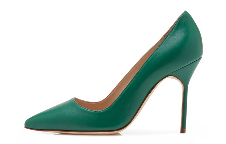 (W) Manolo Blahnik Napa Leather High Heels 'Green'