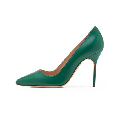 (W) Manolo Blahnik Napa Leather High Heels 'Green'