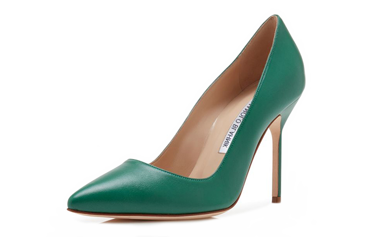 (W) Manolo Blahnik Napa Leather High Heels 'Green' 圖 3