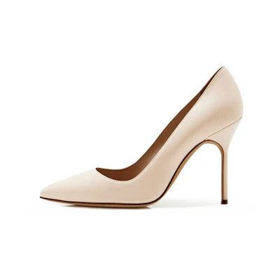 (W) Manolo Blahnik Napa Leather High Heels 'Light Pink'