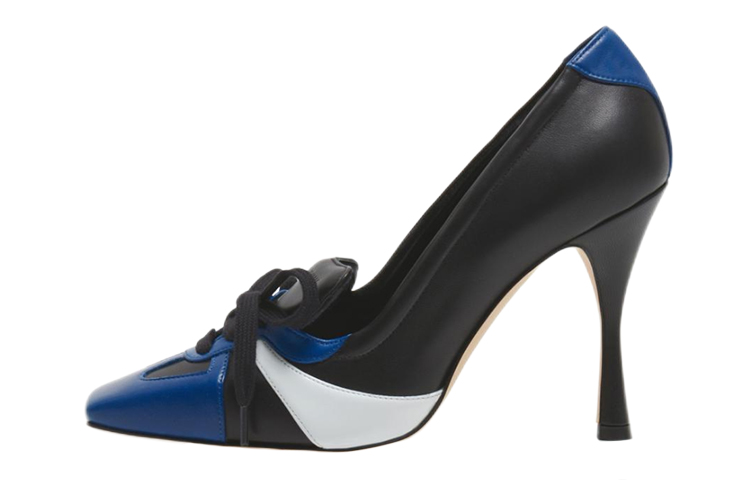 (Women) Manolo Blahnik Napa Leather Lace-Up Heels 'Blue Black' 121-1637-0001