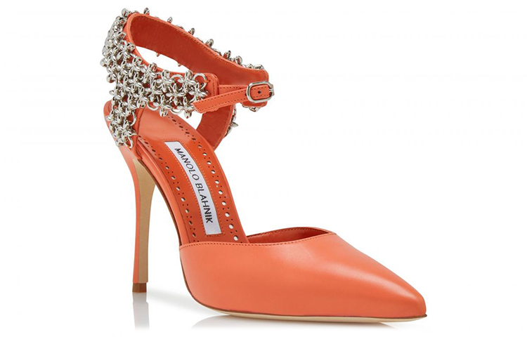 Order MANOLO BLAHNIK 納帕皮革尖頭高跟鞋 女款 橙色