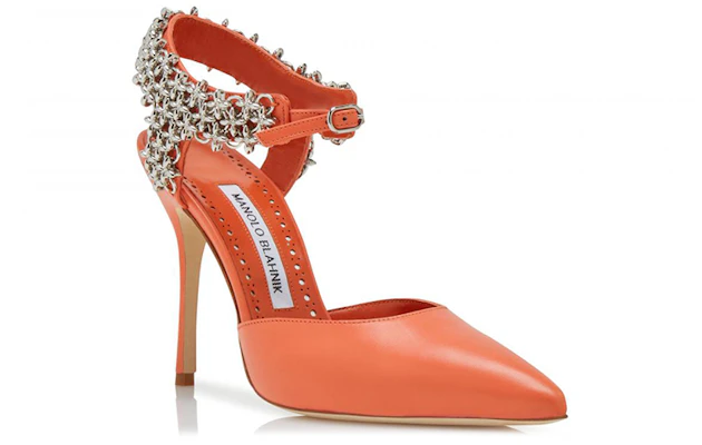 (Women) Manolo Blahnik Napa Leather Pointed Toe High Heels 'Orange' 221-0766-0002 Order (Women) Manolo Blahnik Napa Leather Pointed Toe High Heels 'Orange' 221-0766-0002