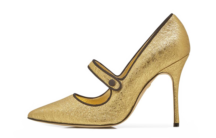 (Women) Manolo Blahnik Nappa Leather High Heels 'Cracked Gold Foil' 421-1109-0001