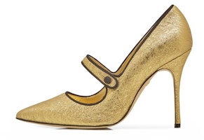 (Women) Manolo Blahnik Nappa Leather High Heels 'Cracked Gold Foil' 421-1109-0001 (Women) Manolo Blahnik Nappa Leather High Heels 'Cracked Gold Foil' 421-1109-0001