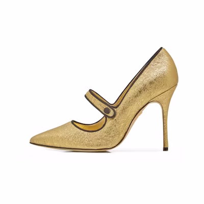 (W) Manolo Blahnik Nappa Leather High Heels 'Cracked Gold Foil'