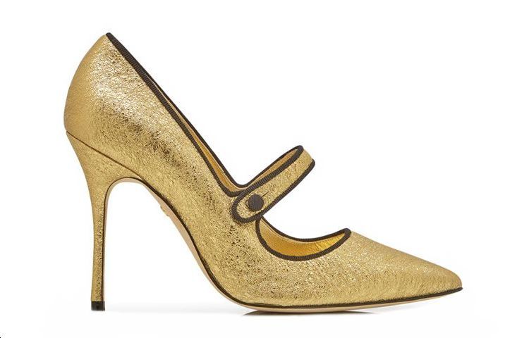 (W) Manolo Blahnik Nappa Leather High Heels 'Cracked Gold Foil' 圖 2