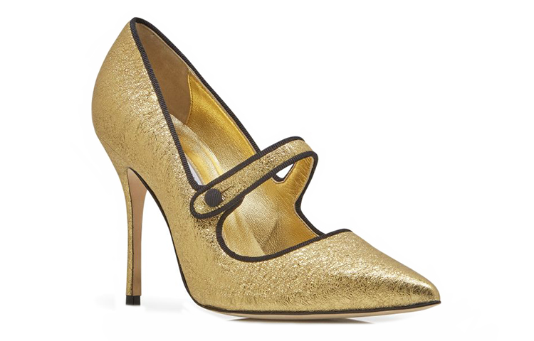 (W) Manolo Blahnik Nappa Leather High Heels 'Cracked Gold Foil' 圖 3