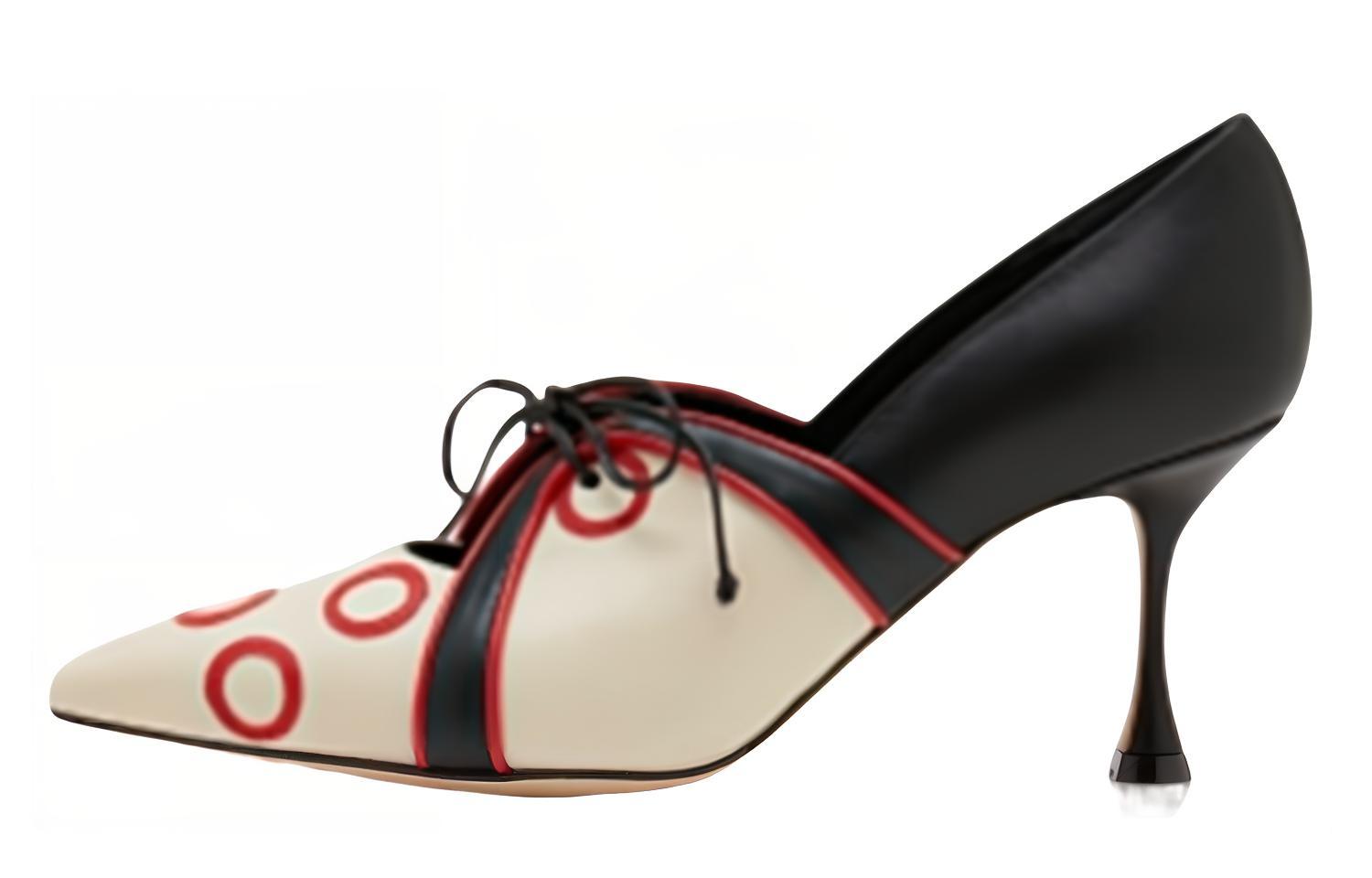(W) Manolo Blahnik Nemestan 'Black White Red'