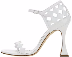 (Women) Manolo Blahnik Open-Toe High Heel 'White Fashion Slide' 422-1443-1012 (Women) Manolo Blahnik Open-Toe High Heel 'White Fashion Slide' 422-1443-1012