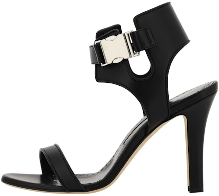 (Women) Manolo Blahnik Open-Toe Sandal 'Black Leather' 223-1325-0015 Buy (Women) Manolo Blahnik Open-Toe Sandal 'Black Leather' 223-1325-0015