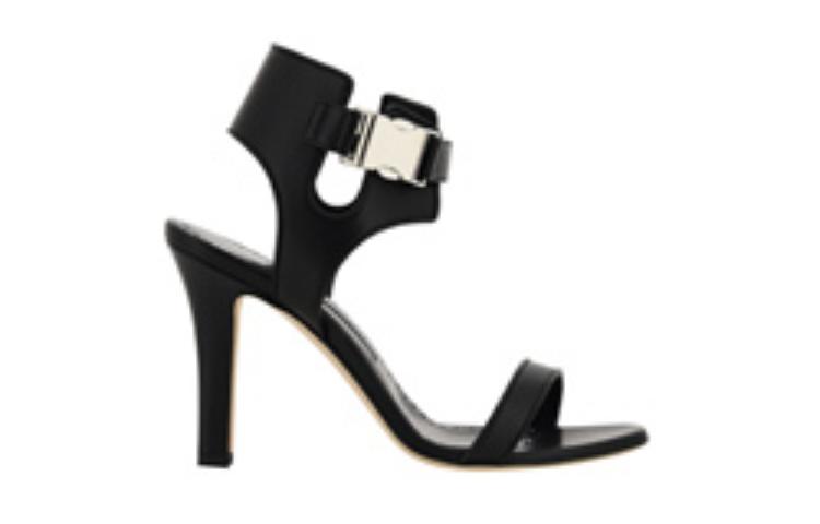 Order (W) Manolo Blahnik Sandal Toe Terbuka 'Kulit Hitam' 223-1325-0015