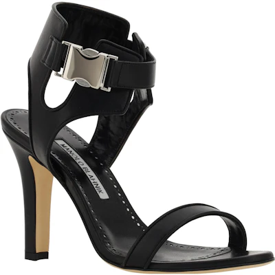 (Women) Manolo Blahnik Open-Toe Sandal 'Black Leather' 223-1325-0015 Lookbook (Women) Manolo Blahnik Open-Toe Sandal 'Black Leather' 223-1325-0015