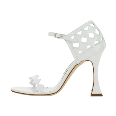 (W) Manolo Blahnik Open-Toe High Heel 'White Fashion Slide'