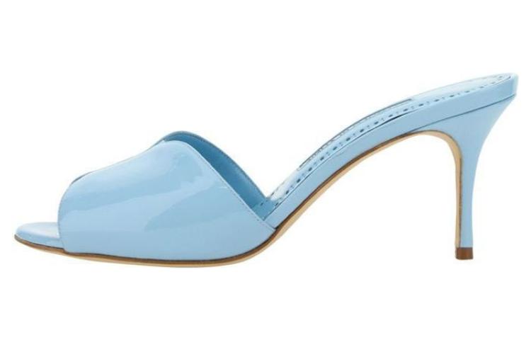 (Women) Manolo Blahnik Open-Toe High Heel Mules 'Light Blue Fashion' 123-2332-4535