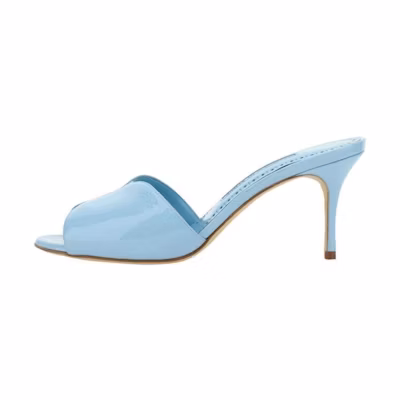 (W) Manolo Blahnik Open-Toe High Heel Mules 'Light Blue Fashion'