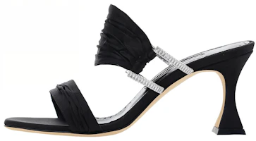 (Women) Manolo Blahnik Open Toe Leather Mules 7cm 'Black' 323-2506-0015 (Women) Manolo Blahnik Open Toe Leather Mules 7cm 'Black' 323-2506-0015