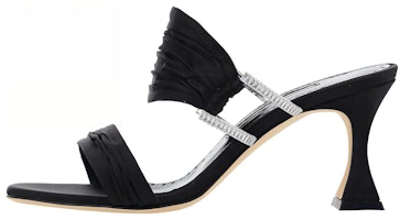 (Women) Manolo Blahnik Open Toe Leather Mules 7cm 'Black' 323-2506-0015 (Women) Manolo Blahnik Open Toe Leather Mules 7cm 'Black' 323-2506-0015