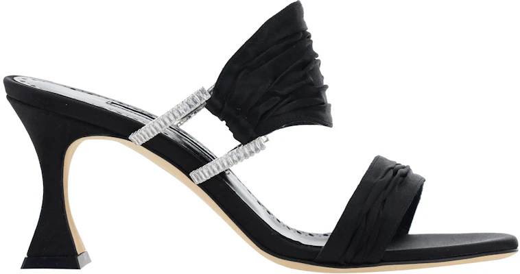 (W) Manolo Blahnik Open Toe Leren Muiltjes 7cm ''Zwart'' 323-2506-0015 Order (W) Manolo Blahnik Open Toe Leren Muiltjes 7cm ''Zwart'' 323-2506-0015