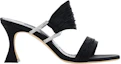 Order (W) Manolo Blahnik Open Toe Leren Muiltjes 7cm ''Zwart'' 323-2506-0015