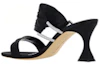 Shop (W) Manolo Blahnik Open Toe Leren Muiltjes 7cm ''Zwart'' 323-2506-0015