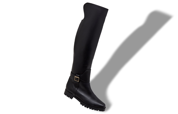 Lookbook (W) Manolo Blahnik Sepatu Fashion Over-The-Knee 'Kulit Hitam' 321-1710-0001