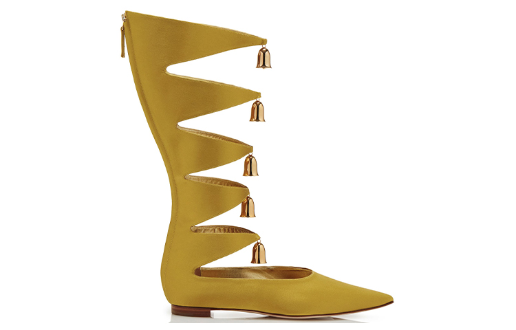 Order (W) 마놀로 블라닉 옐로우 새틴 벨 참 오버니 부츠 (77 characters) 421-1111-0001