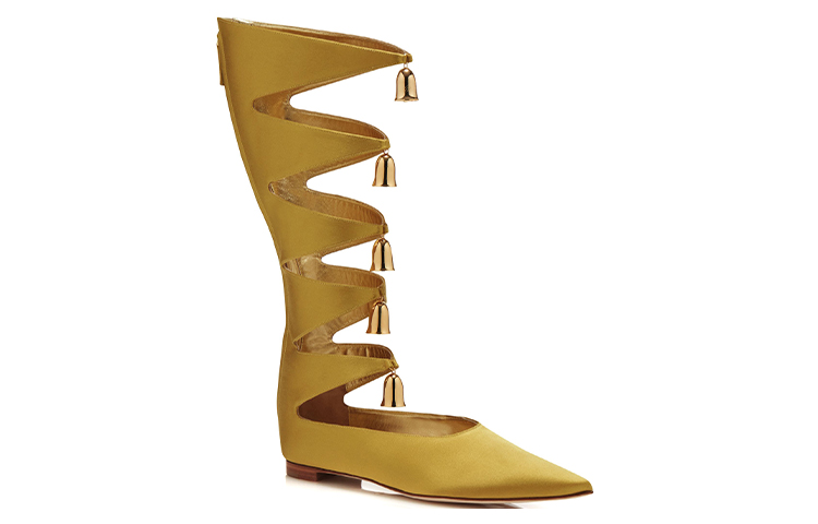 Lookbook (W) 마놀로 블라닉 옐로우 새틴 벨 참 오버니 부츠 (77 characters) 421-1111-0001