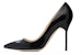 (W) Manolo Blahnik Tumit Tinggi Kulit Lakar 'Logo Hitam' 9XX-0537-0008