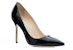 (W) Manolo Blahnik Tumit Tinggi Kulit Lakar 'Logo Hitam' 9XX-0537-0008
