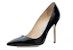 (W) Manolo Blahnik Tumit Tinggi Kulit Lakar 'Logo Hitam' 9XX-0537-0008
